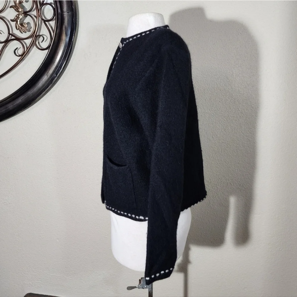 Karen Scott 100% Wool Cardigan Black Size L - Picture 8 of 17